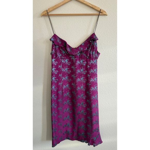 Nanette Lepore VINTAGE Y2K Silk Dress Sz 12P Rhinestone Straps - Picture 14 of 15